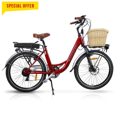 Vintage Dutch Style Electric Bike Cherry Red 26" Wheels - Whilst Stocks Last!